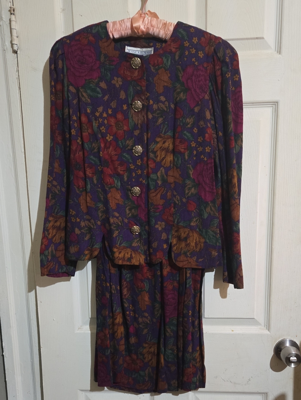Jessica Howard Purple and Burgundy Floral Suit Set